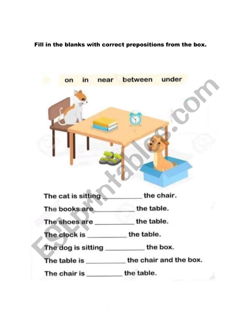 Prepositions of place worksheet