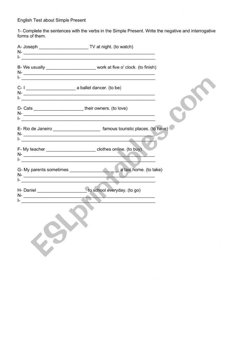 Simple Present worksheet