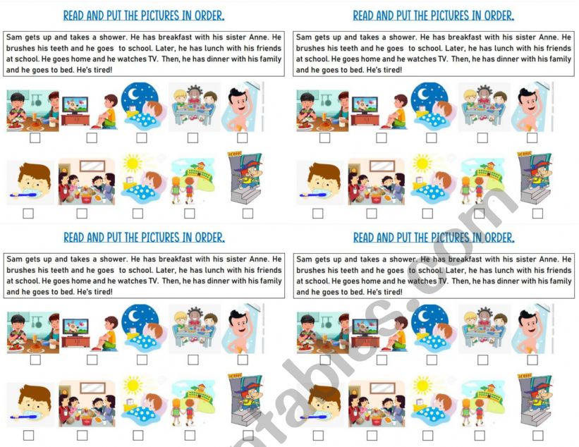 Daily routine worksheet