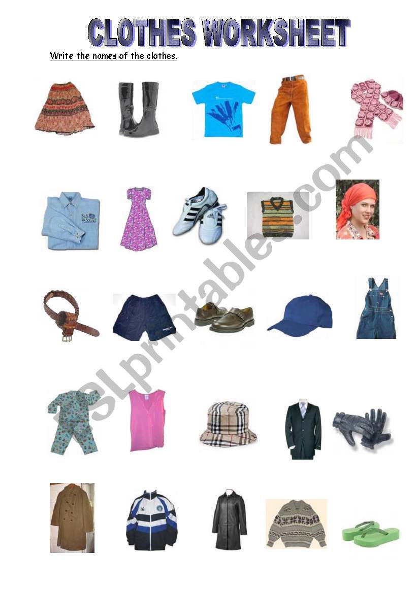 Clothes worksheet