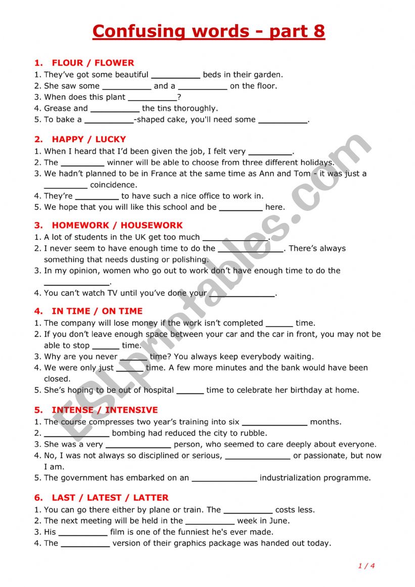 Confusing words - part 8 worksheet