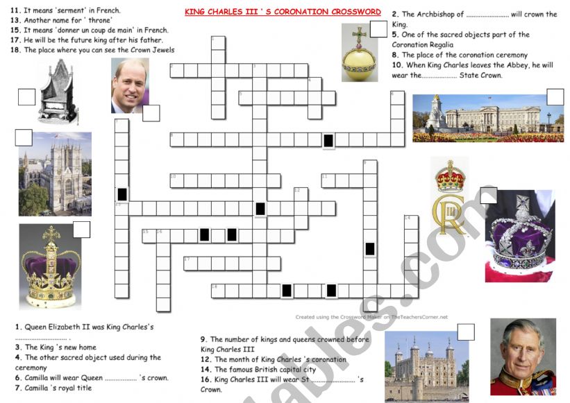 King Charles III Coronation Crossword 