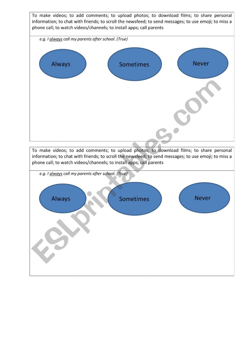 True false cards worksheet