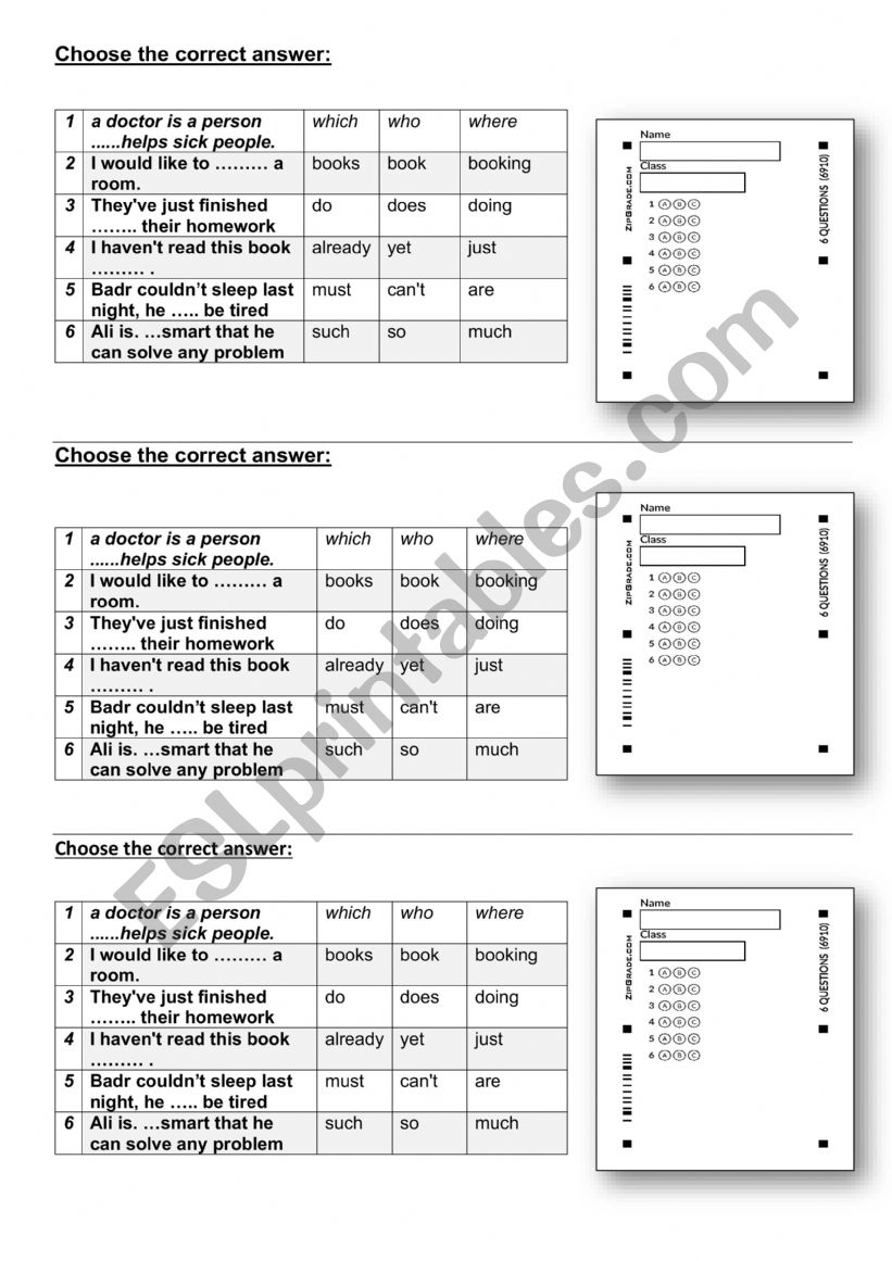 English grammar worksheet