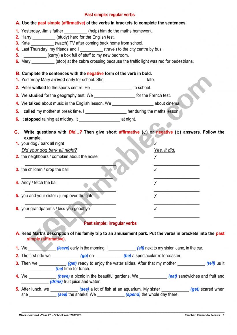 Simple past worksheet