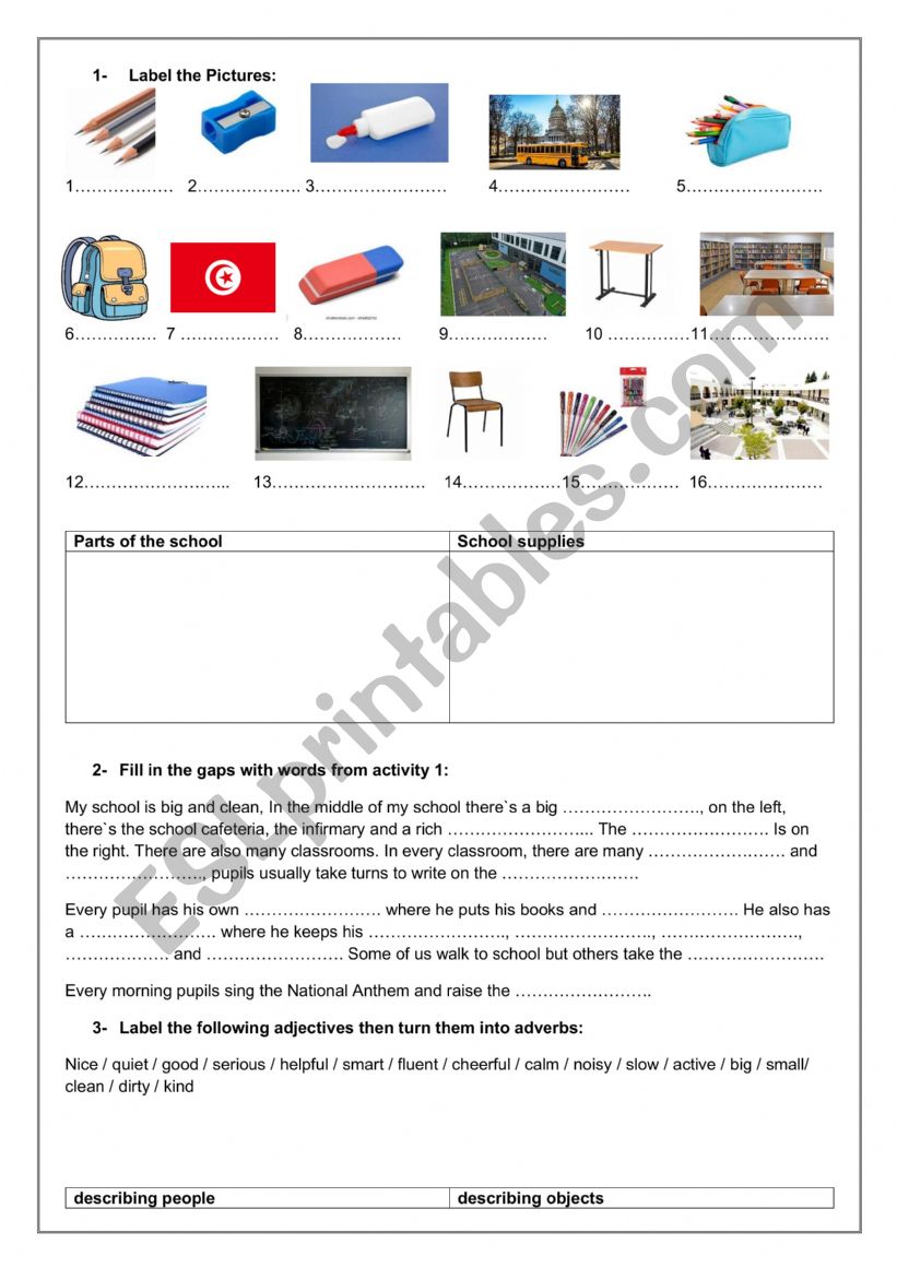 review school worksheet