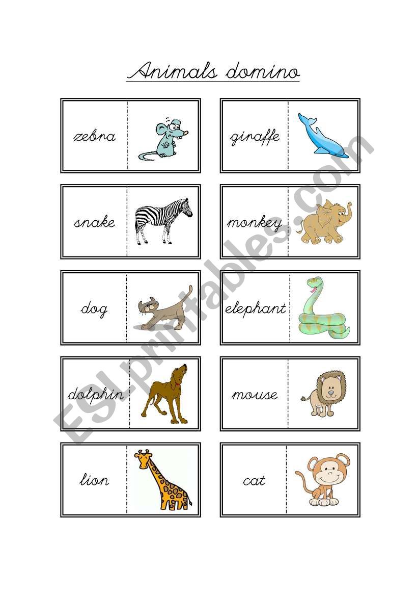 Animals Domino worksheet