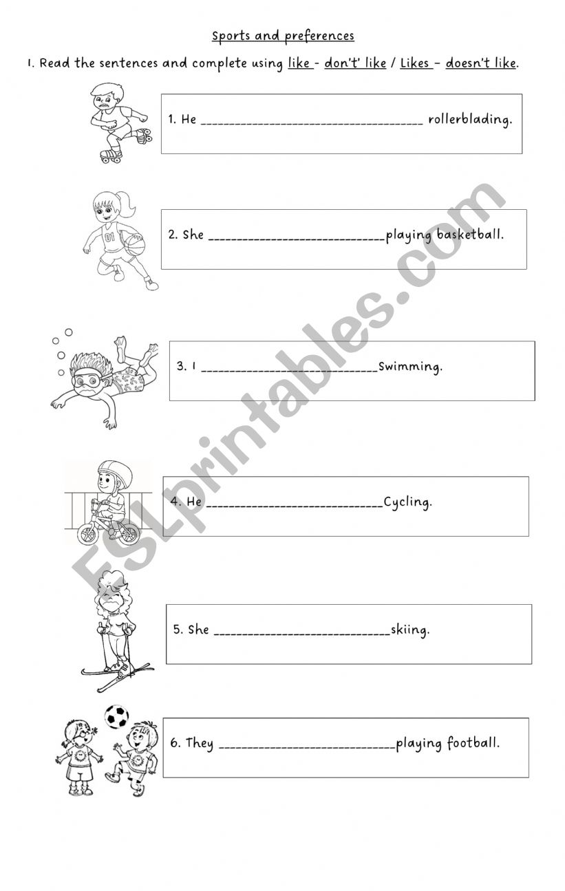Sports and Preferences worksheet
