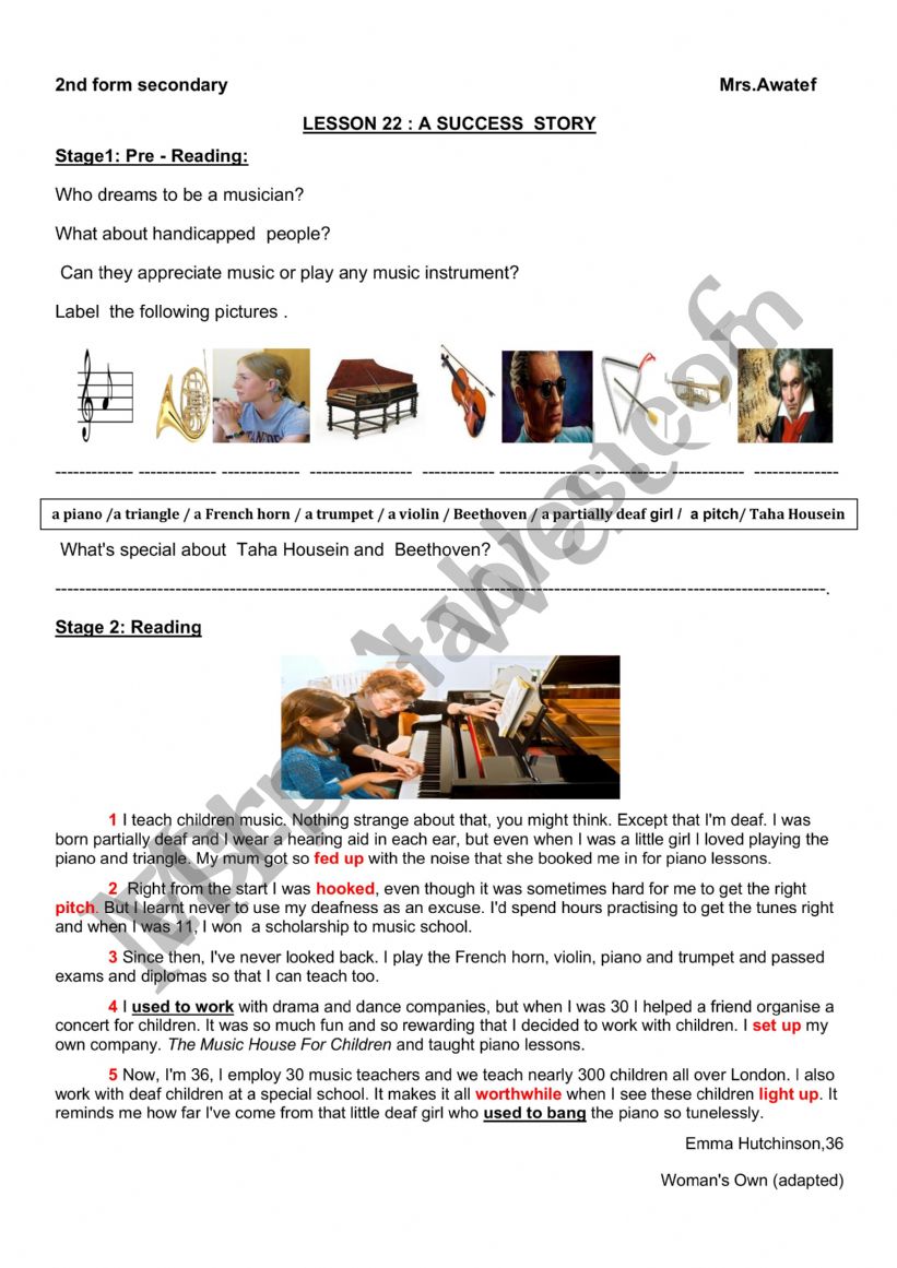 Success story worksheet