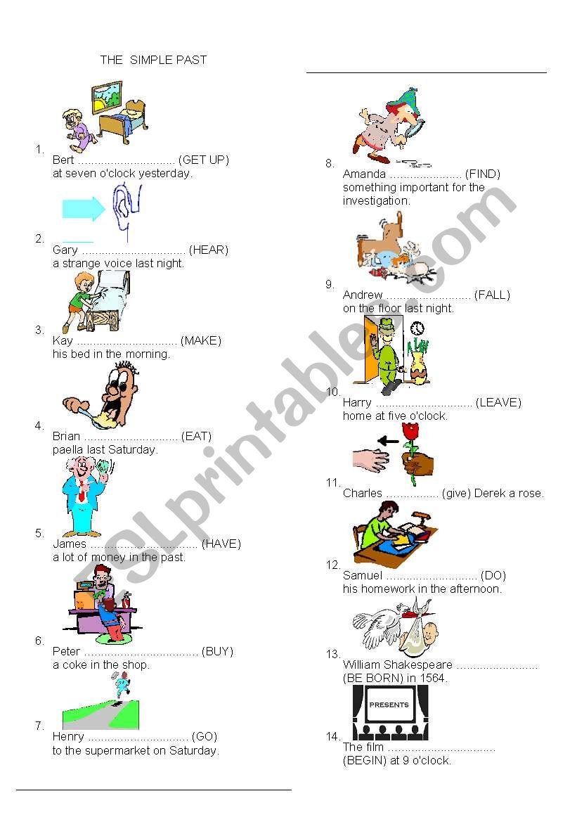 simple past worksheet worksheet