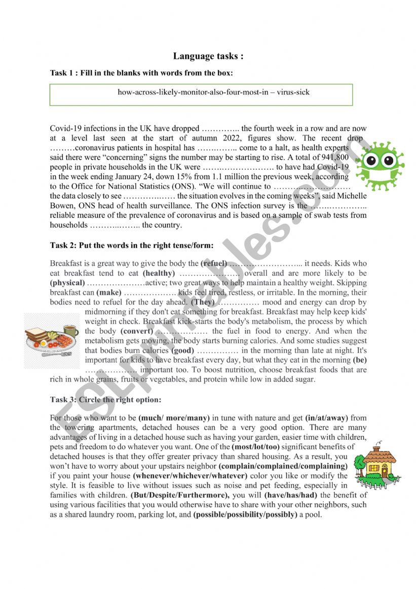 language tasks for 1st year worksheet