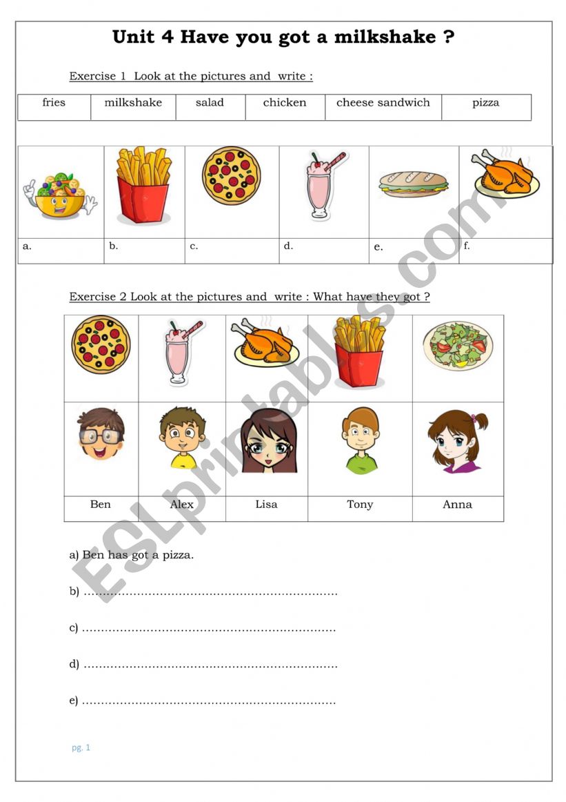 FF2 unit 4 worksheet