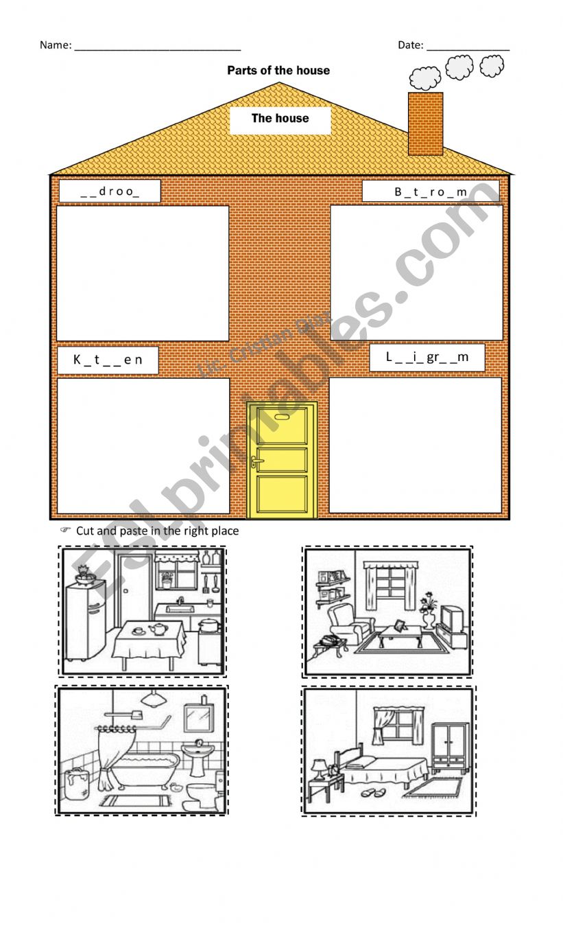 Parts of the house worksheet