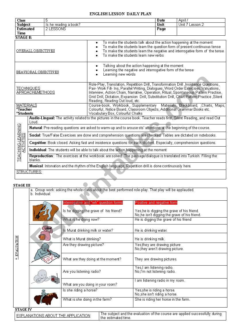 present continuous tense  worksheet