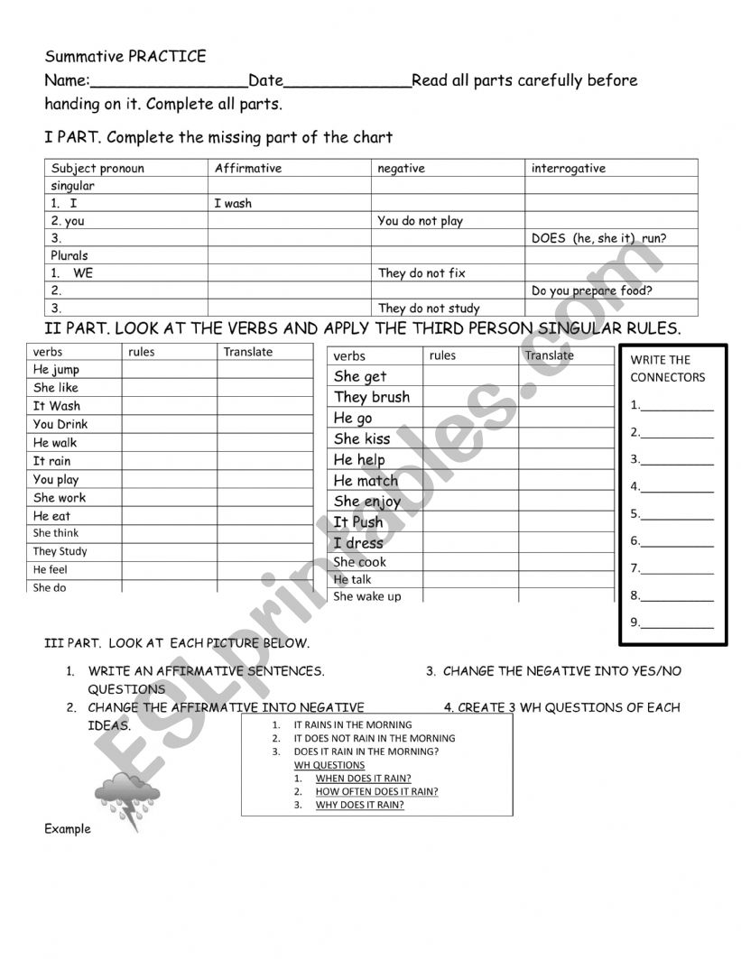 simple present worksheet