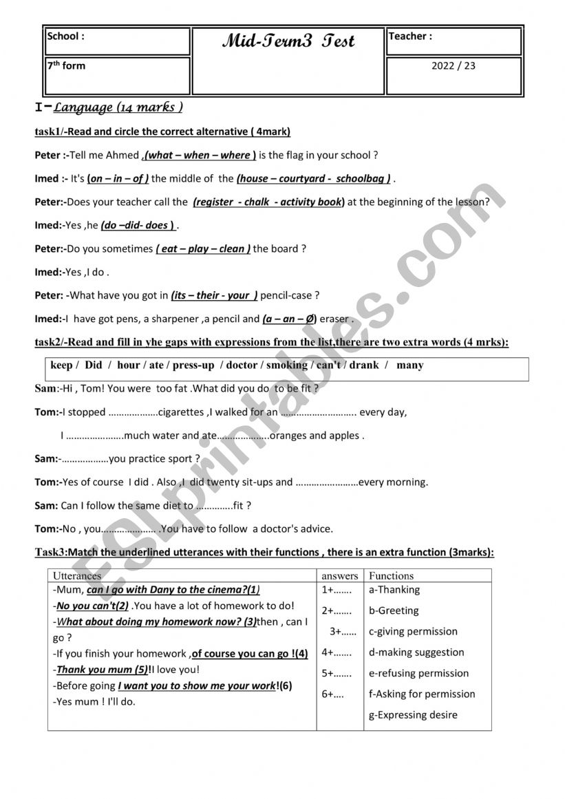 mid term 3 test 7 form worksheet