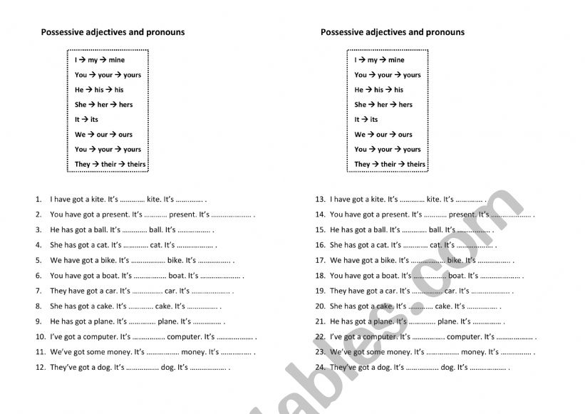 Possessive Adjectives and Pronouns