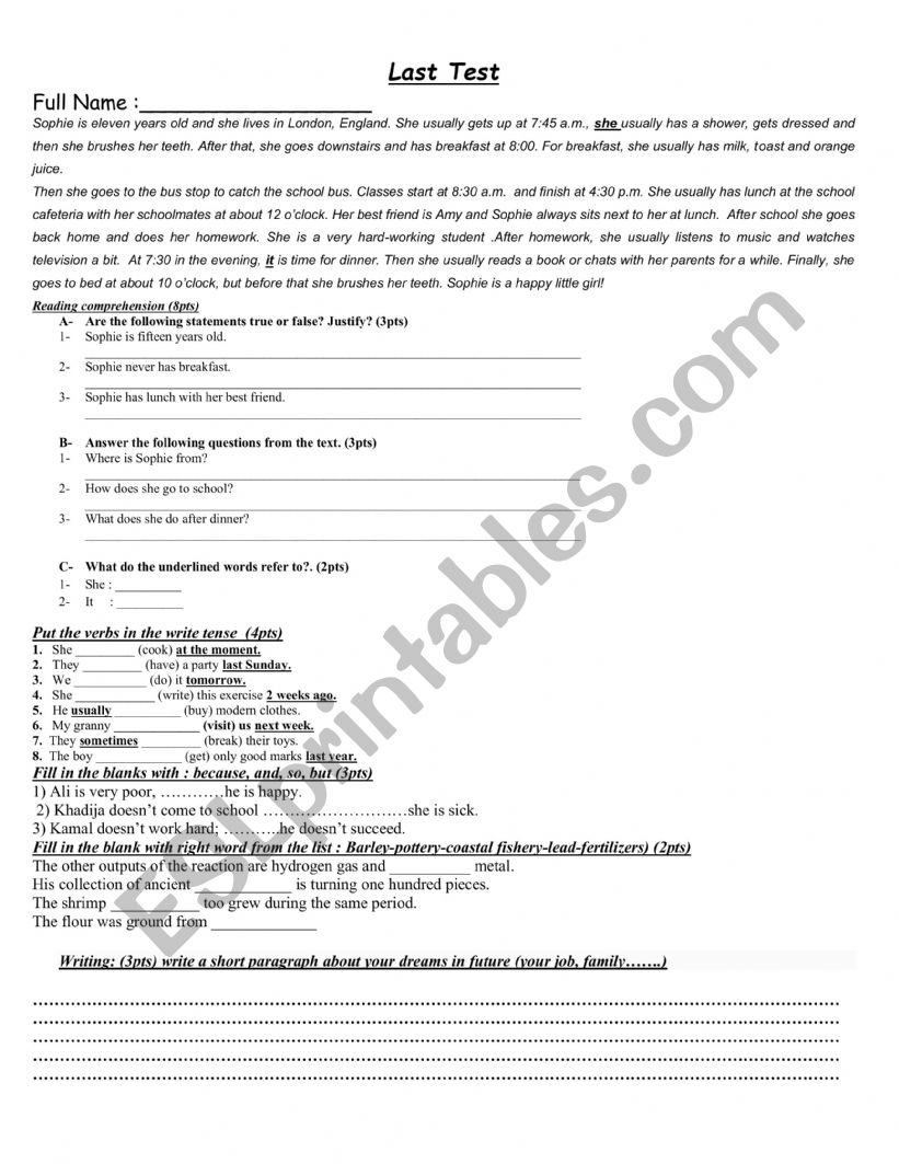 Common core second semester visa last exam 