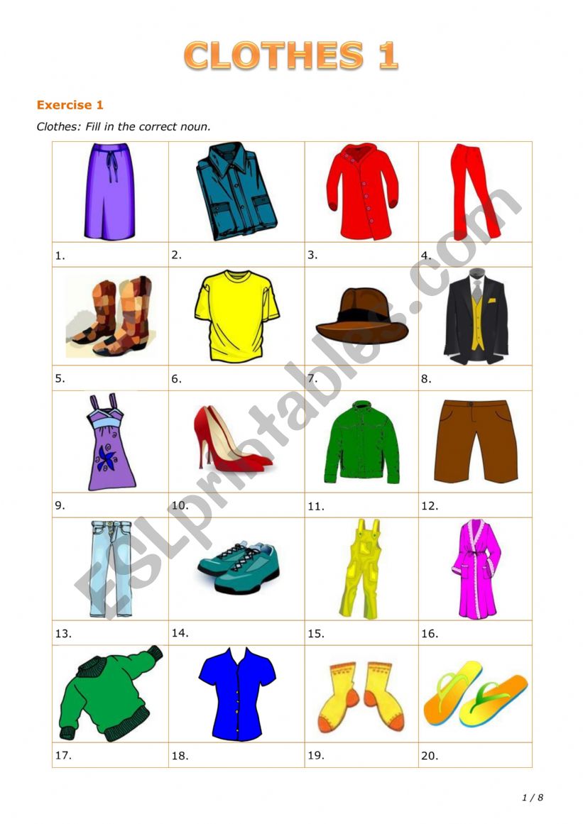 Clothes 1 worksheet