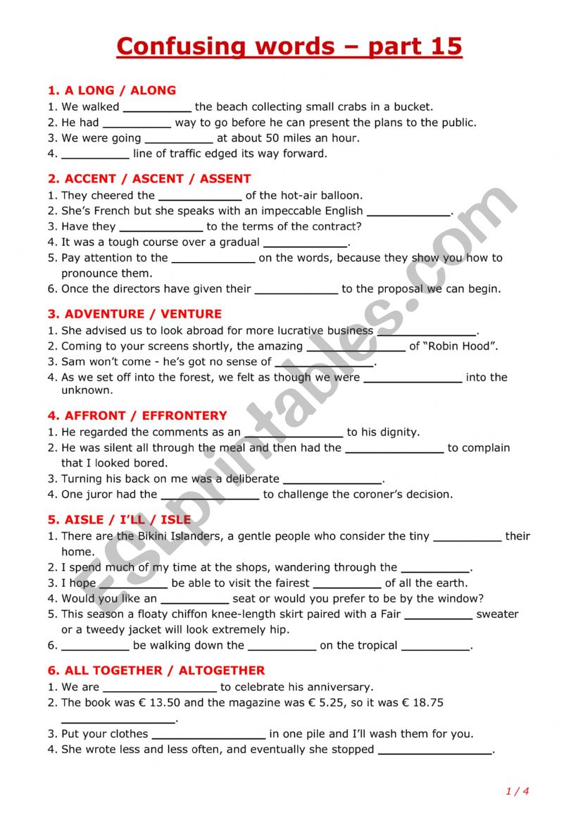 Confusing words - part 15 worksheet
