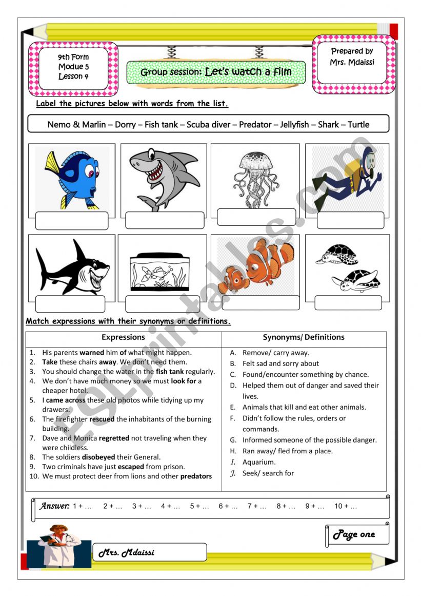LetÃ¯Â¿Â½s watch a film worksheet