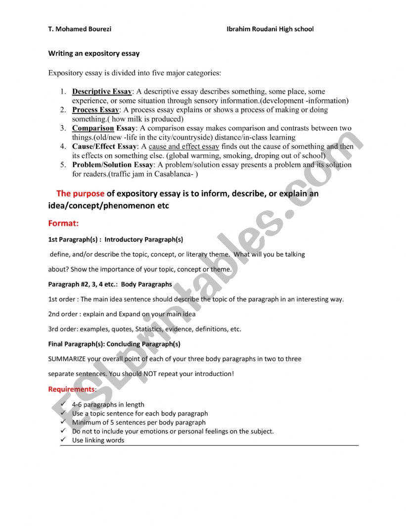 STEPS TO WRITING AN EXPOSITORY ESSAY ESL Worksheet By Med611 steps-to-writing-an-expository-essay-esl-worksheet-by-med611