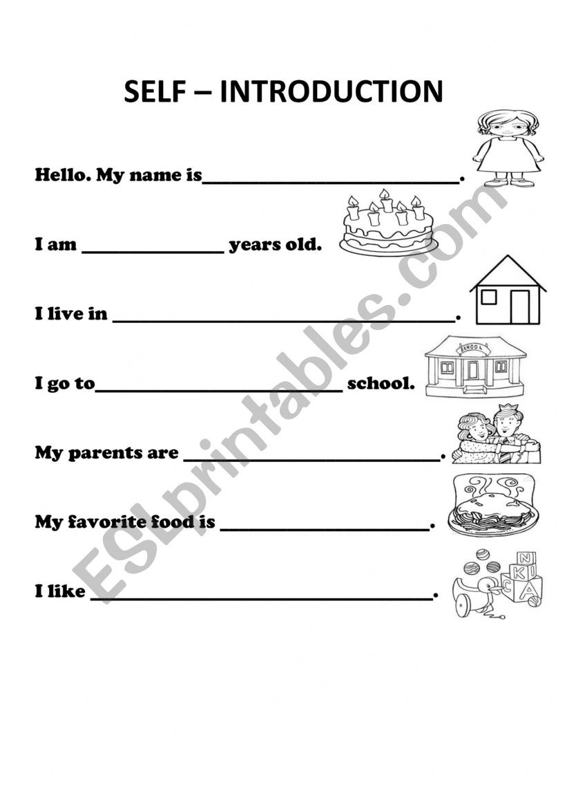 Self Introduction worksheet