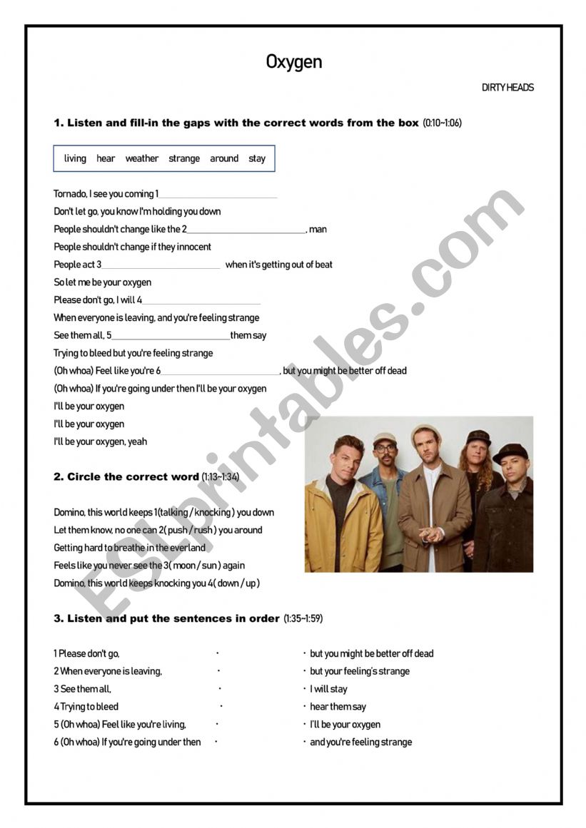 Oxygen   worksheet