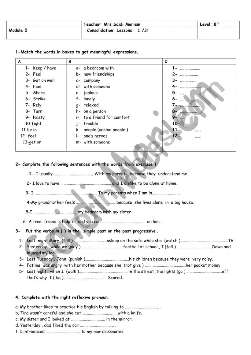 8th form basic education worksheet