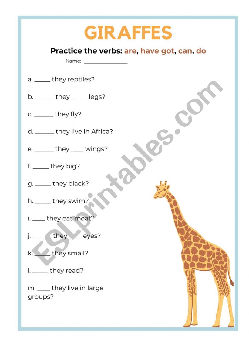 GIRAFFE - Practicing Can, Do, Have Got, Be