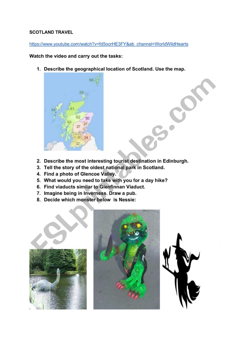 Scotland Travel worksheet