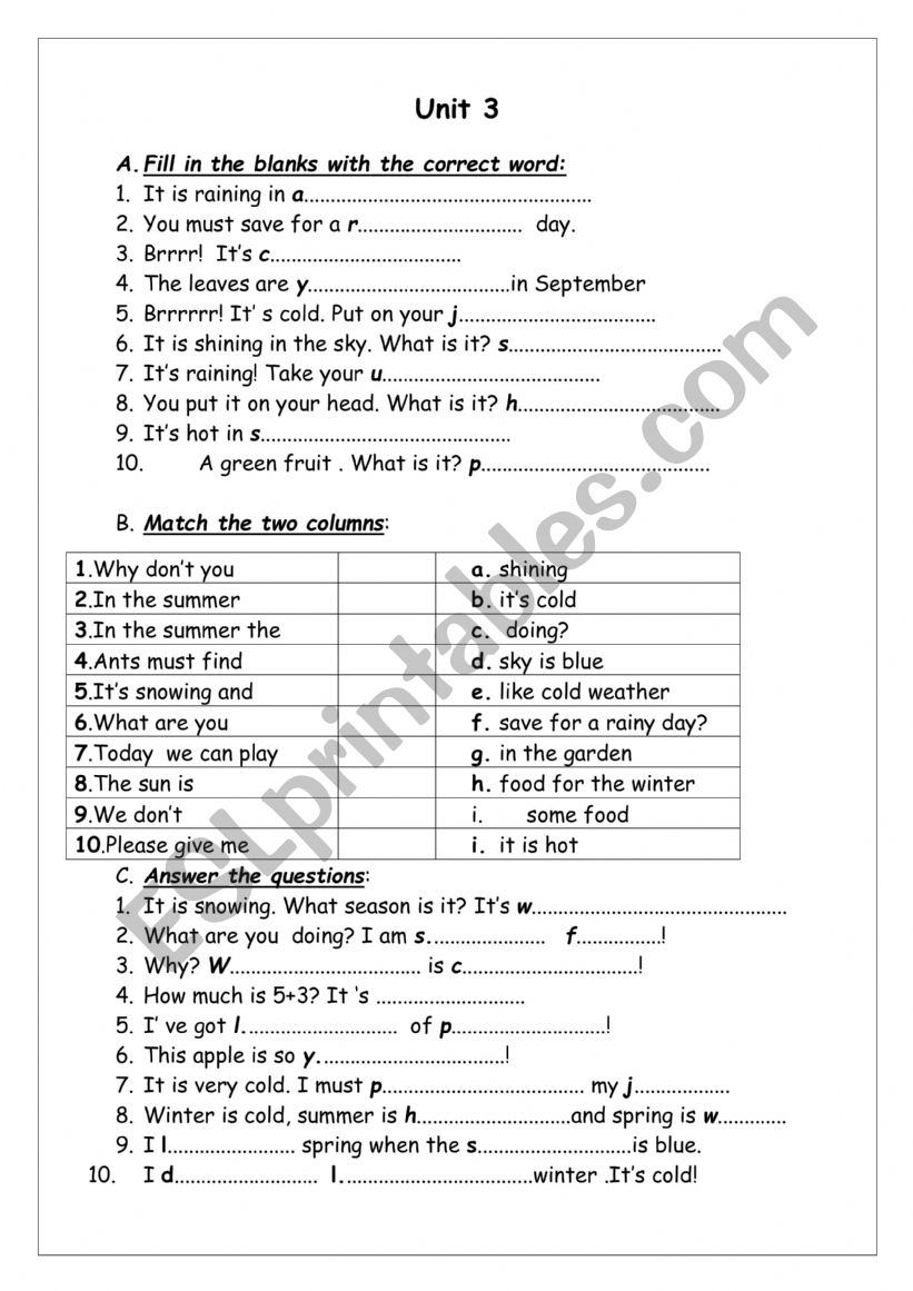 Revision exercises worksheet
