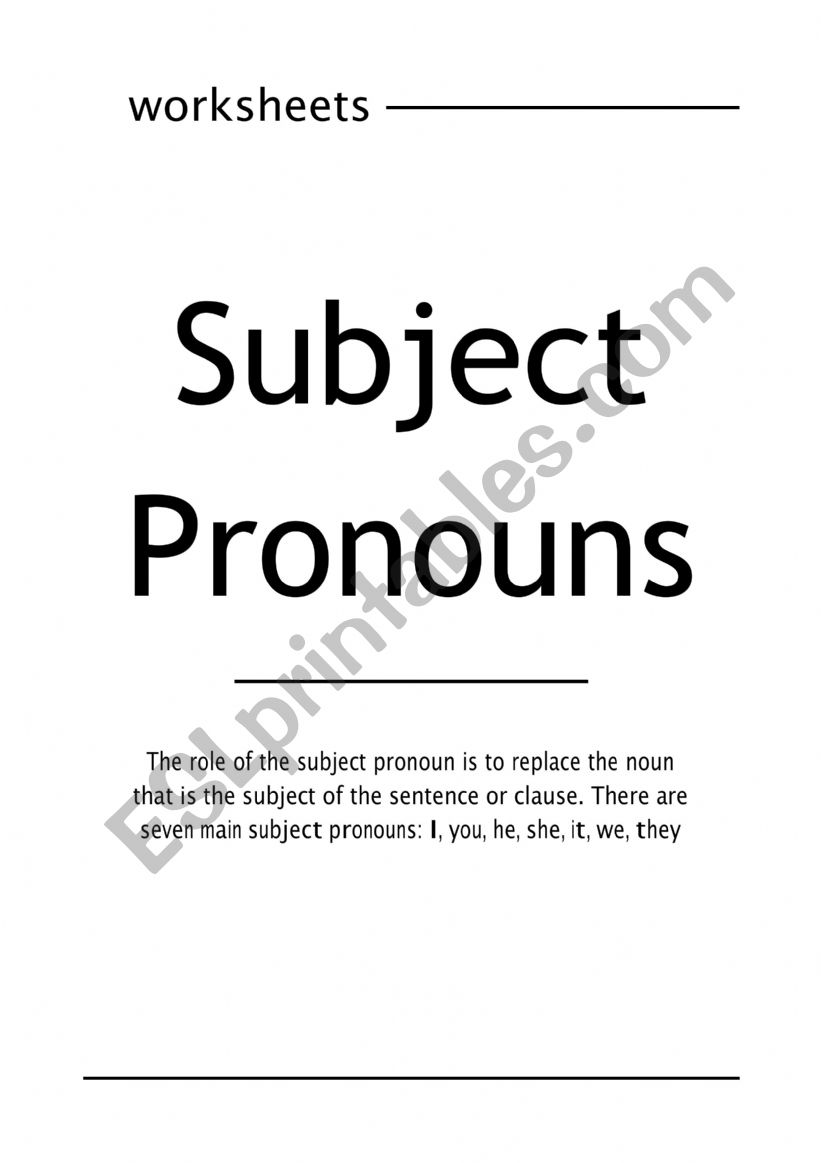 Subject Pronoun worksheet