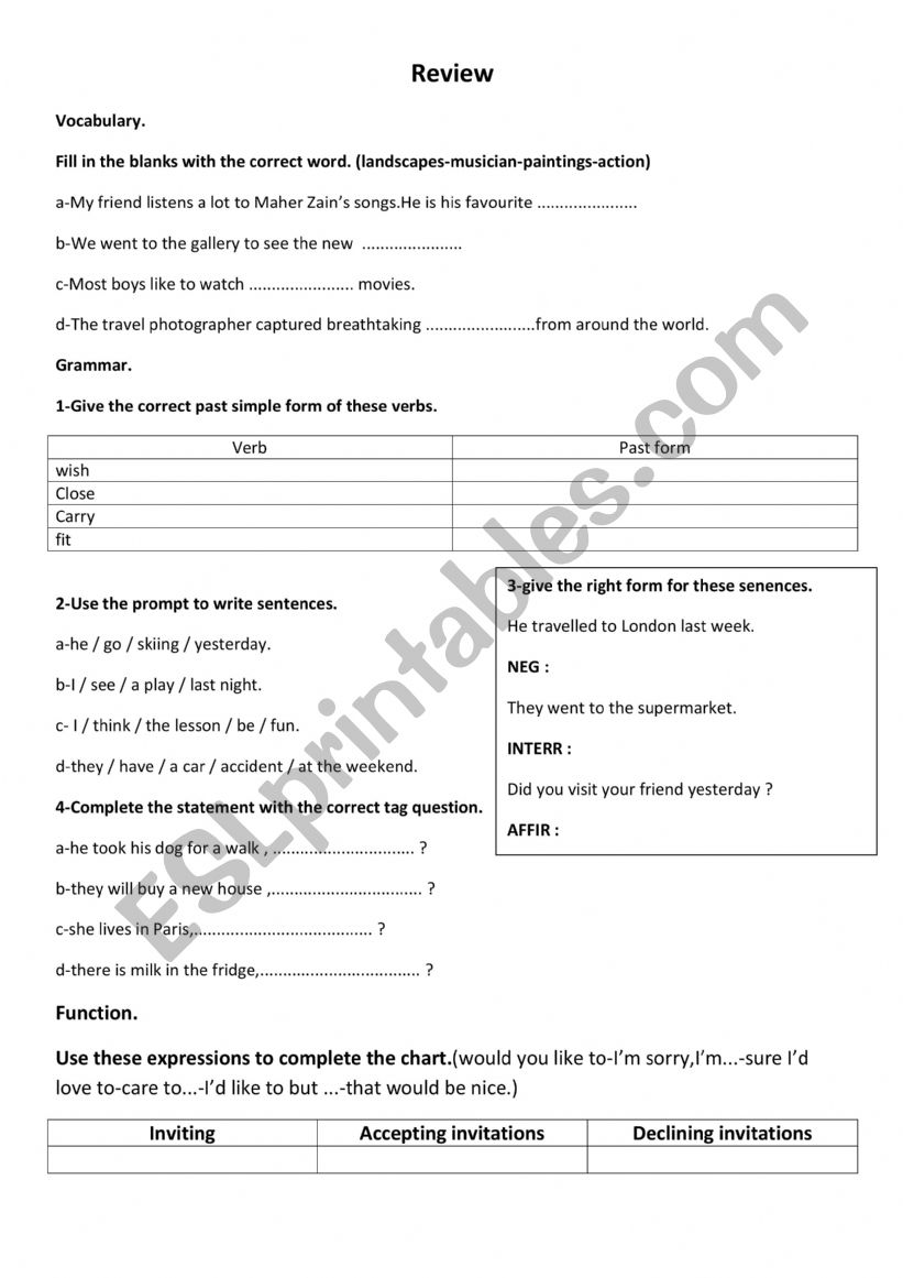 Review worksheet