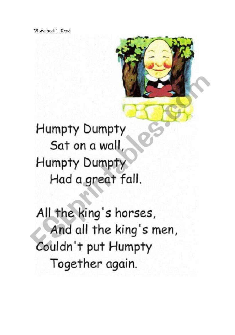 Humpty Dumpty worksheet