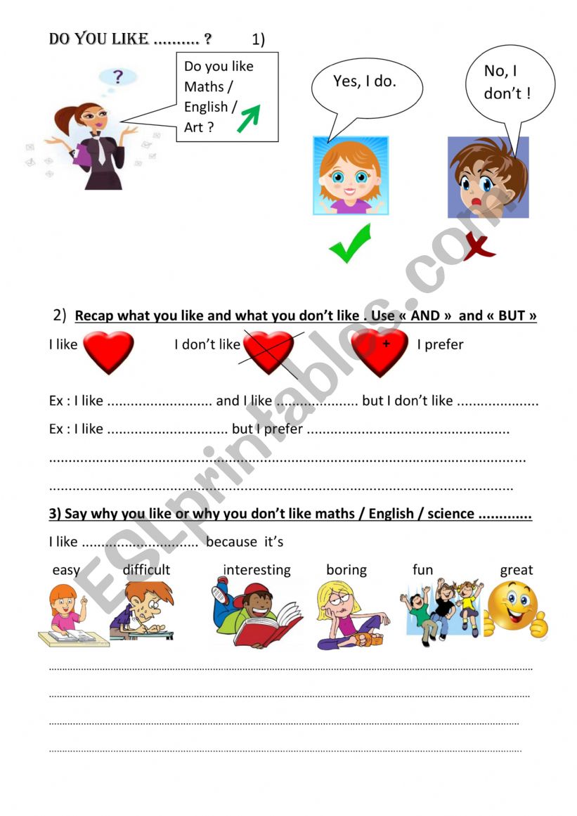 Do you like school?: English ESL worksheets pdf & doc