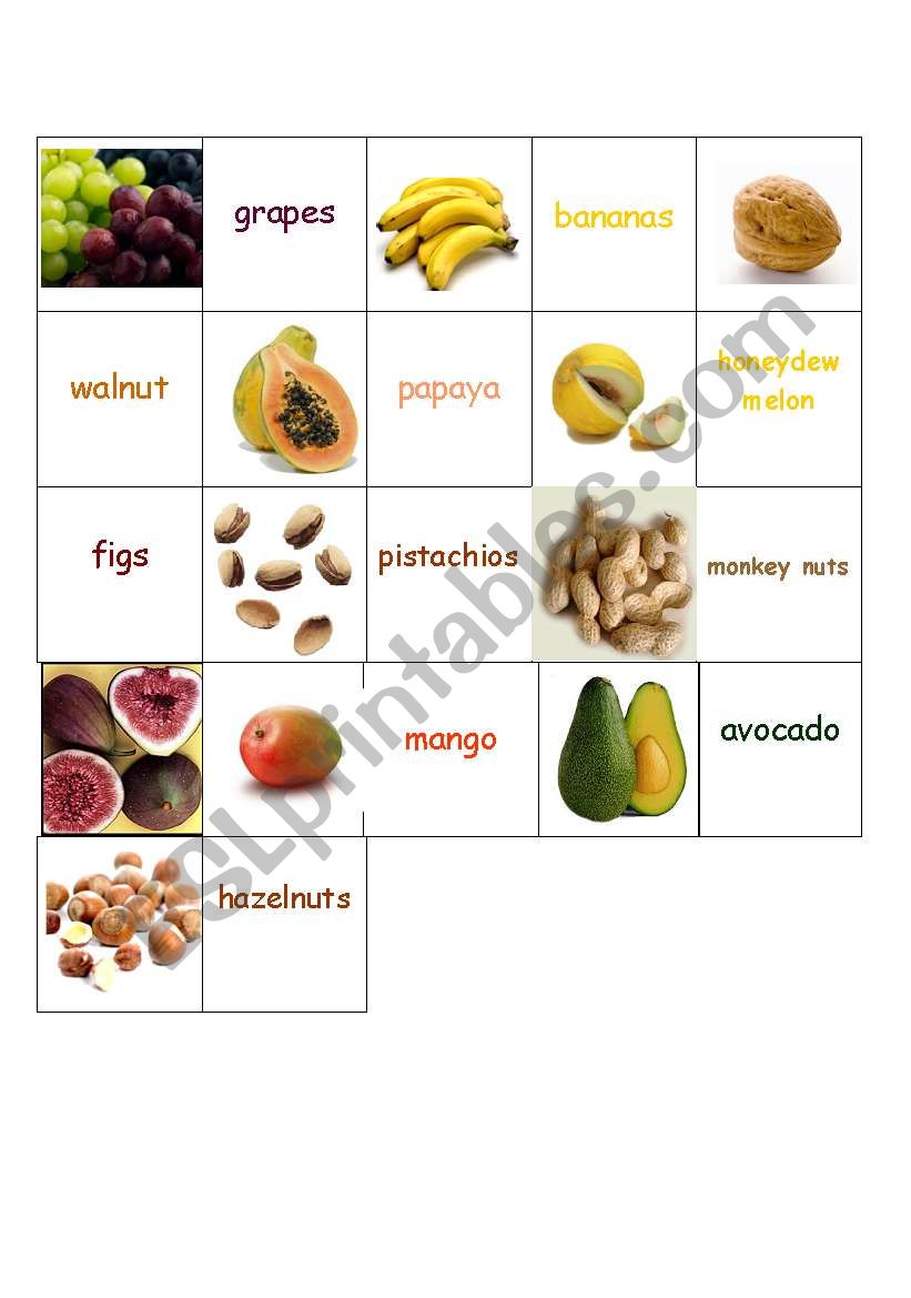 Fruit Flashcards, part II worksheet