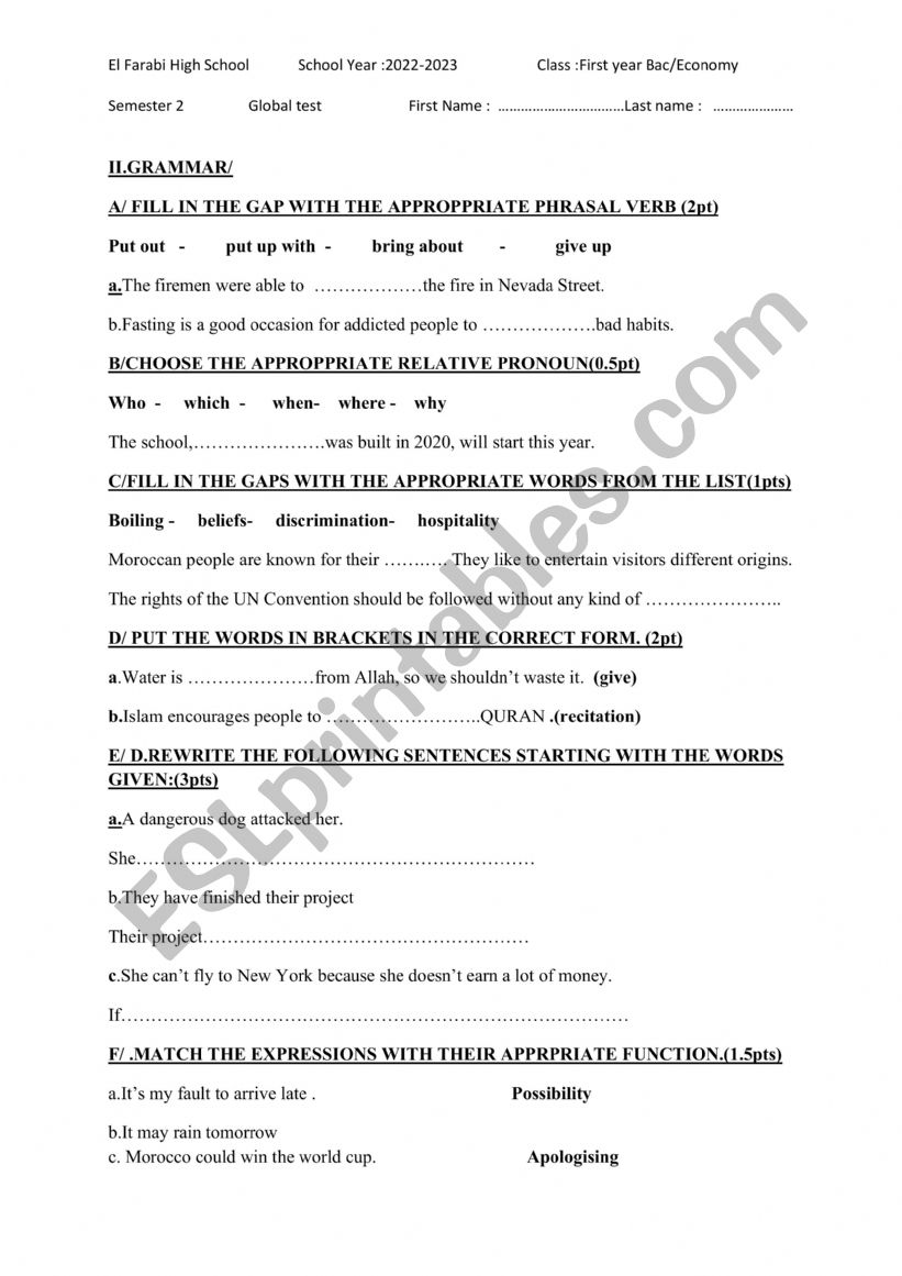 quiz worksheet