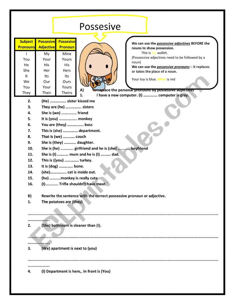 Possessive adjective and pronouns