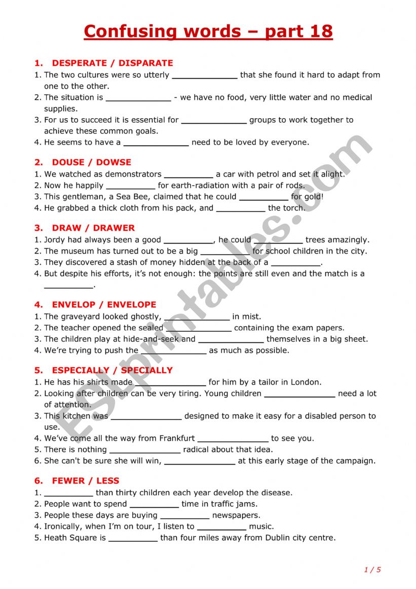 Confusing words - part 18 worksheet
