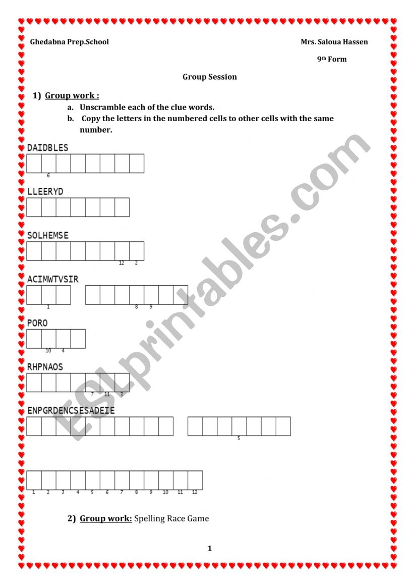 clubs, associations and charities group session lesson 4   9th Form