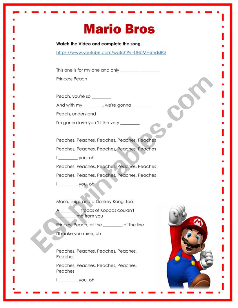 Mario Bros, Listening Song Activity. 