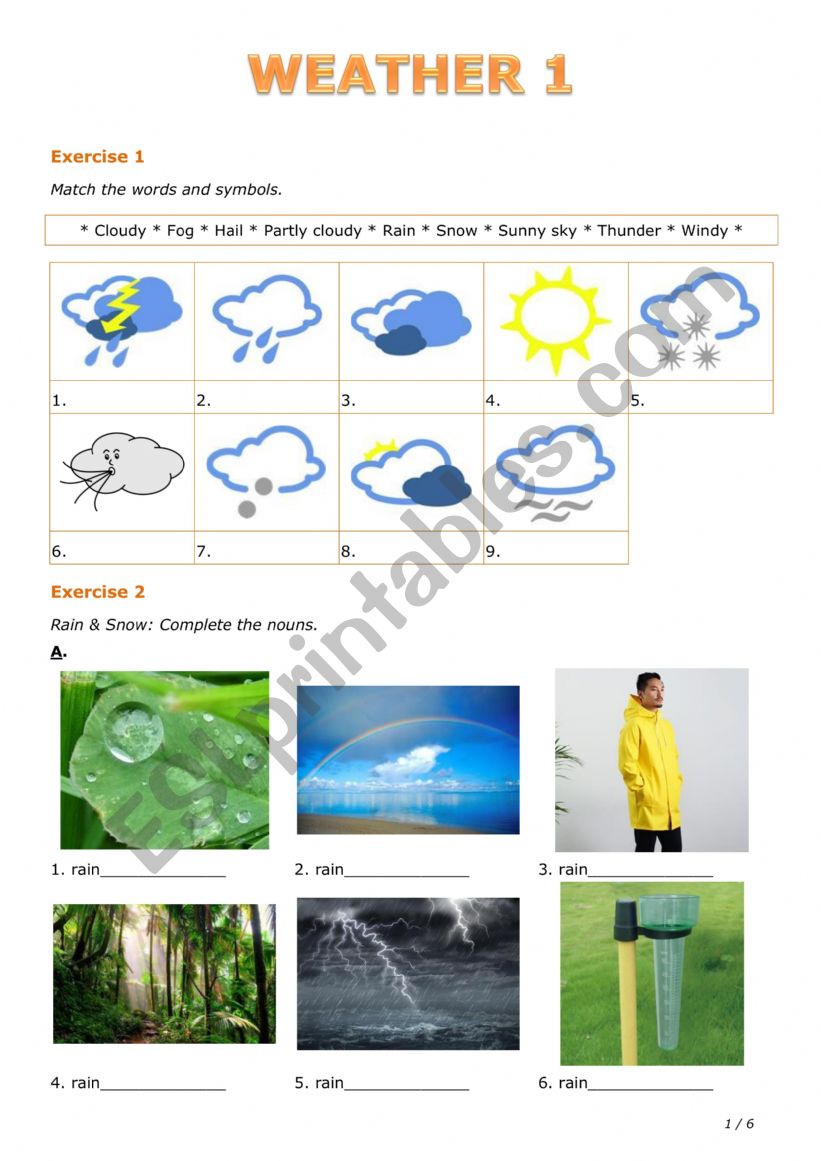 Weather 1 worksheet