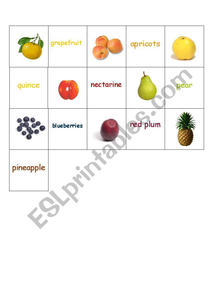 Fruit Flashcards, part II worksheet