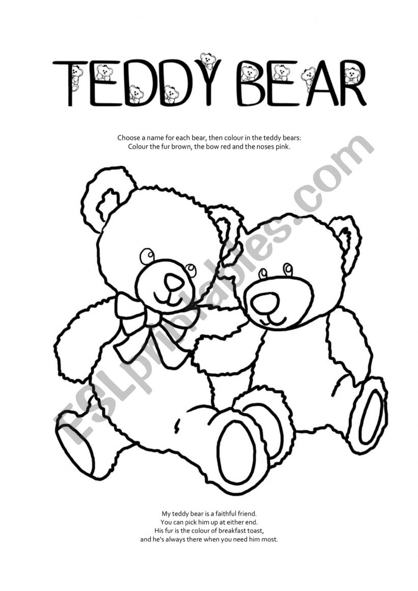 teddy bears worksheet