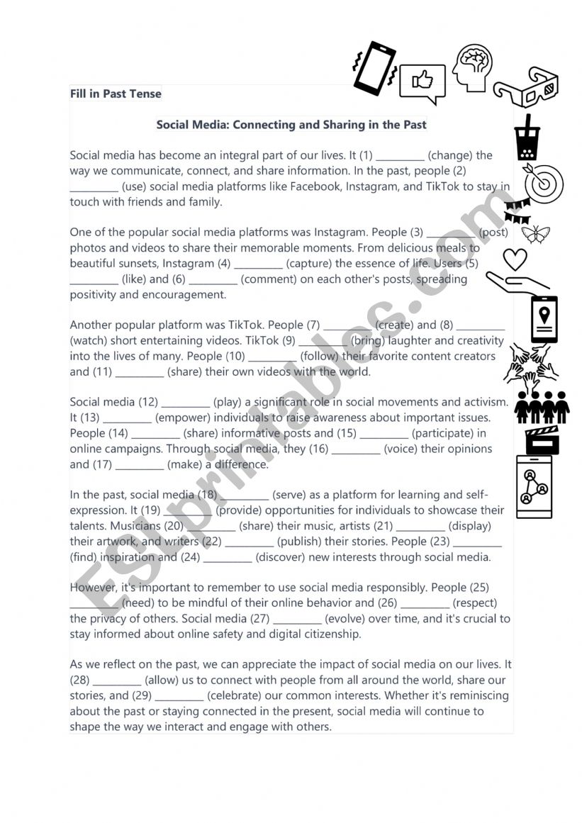 Past Tense: Social Media: Connecting and Sharing Memories in the Past