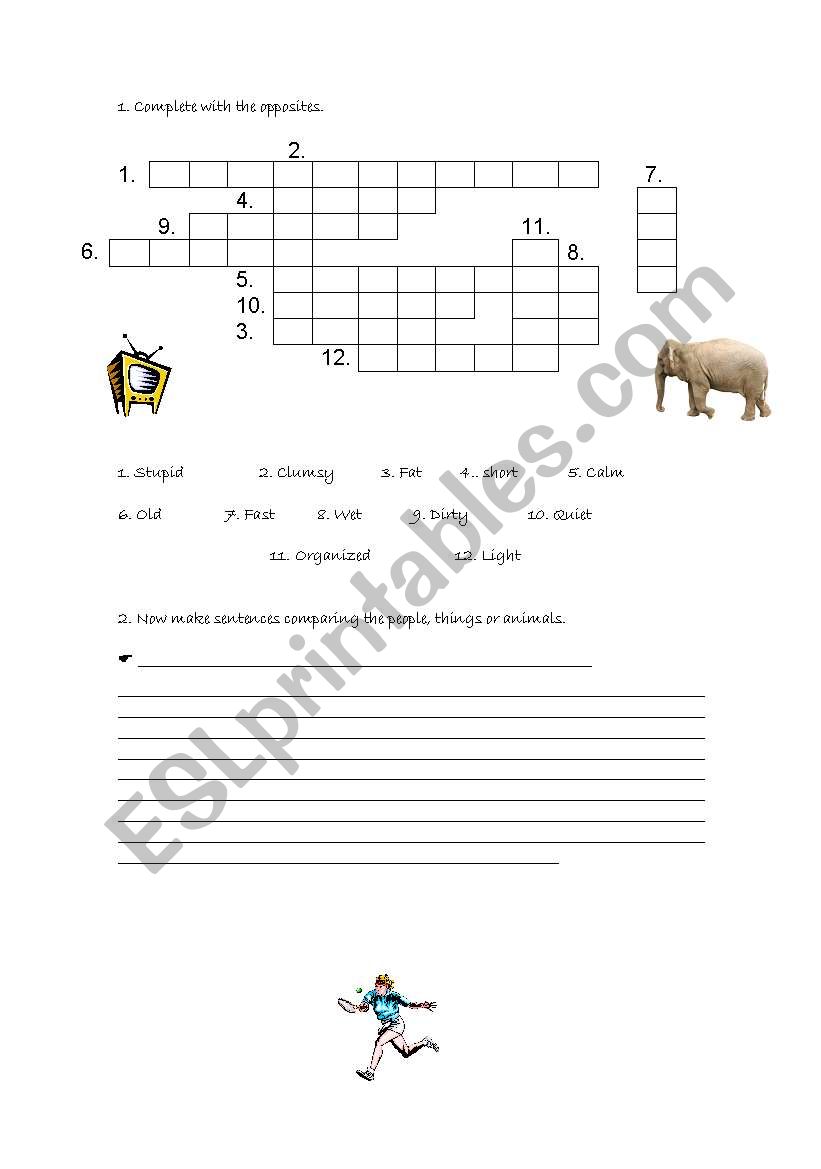 Opposites worksheet