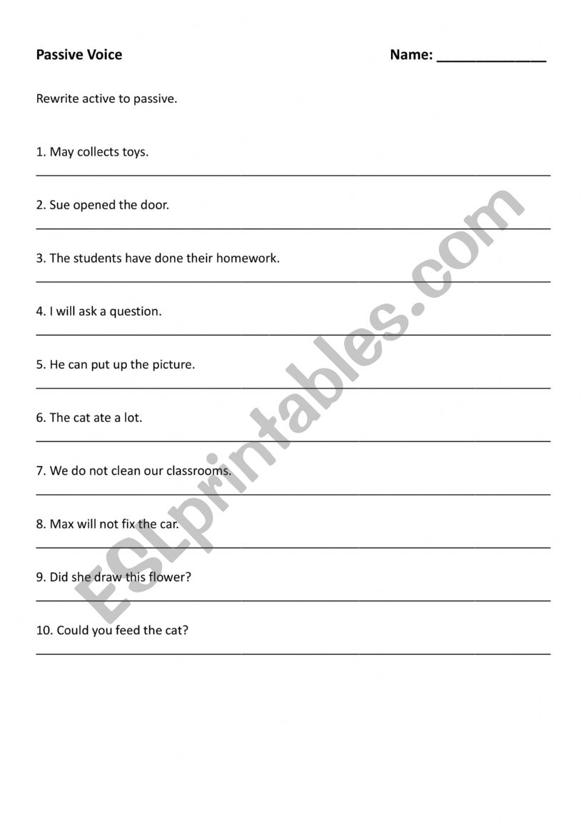 Passive Voice worksheet