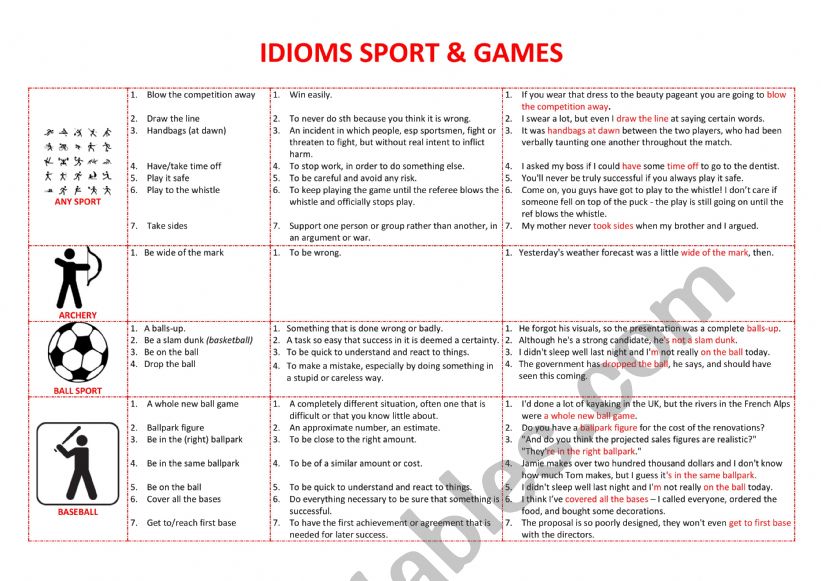 Sport Idioms worksheet