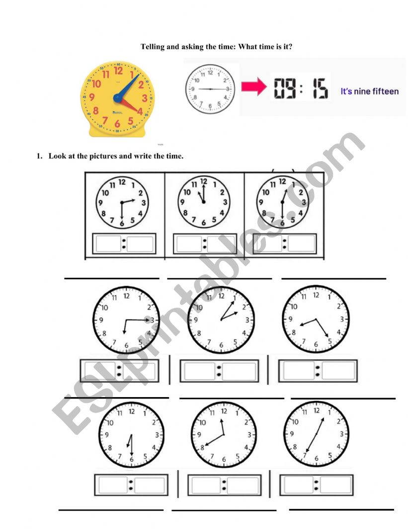 Telling the time worksheet